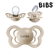 Bibs Couture Sut med navn (Vanilla) Anatomisk Silikone Str.2